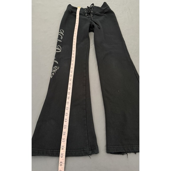 Harley-Davidson Sweatpants Womens Small Black Flare Lounge Graphic Y2K 2000s - Picture 7 of 16